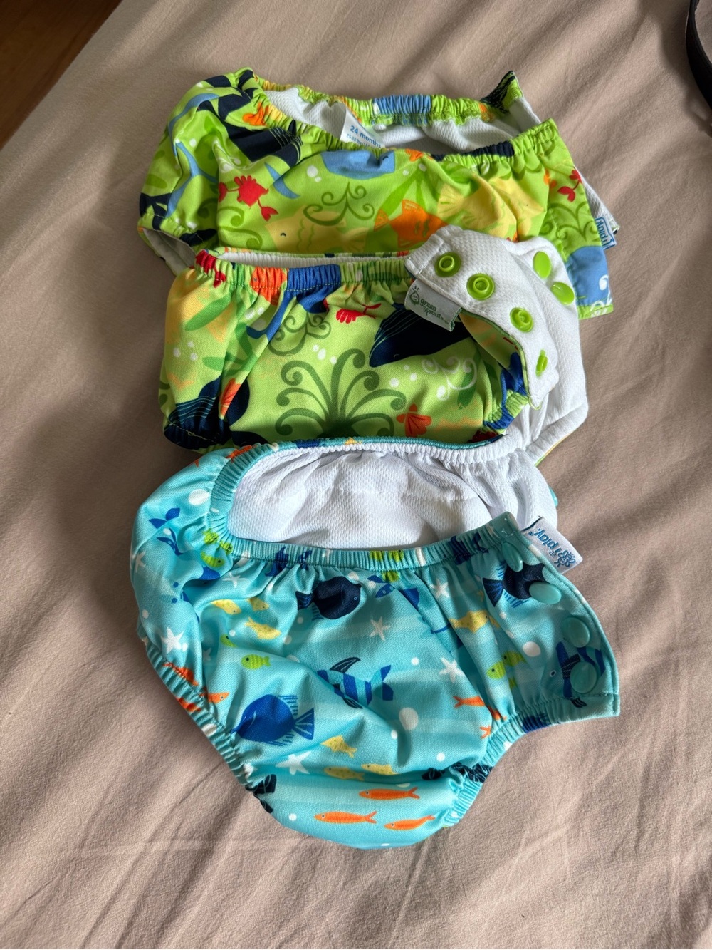 Reusable Swim Diaper Set - Green & Blue Ocean Prints